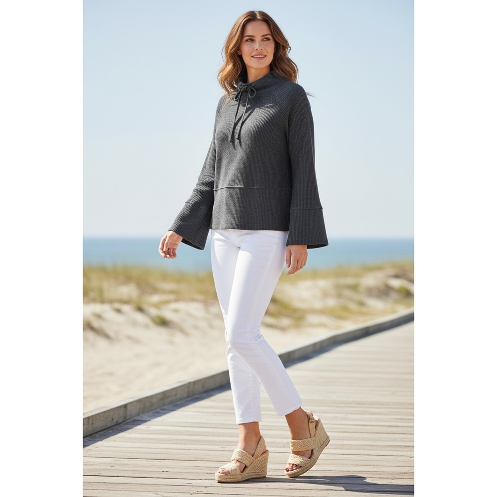 NWT Renaur Ribbed Funnel Neck Drawstring Pullover XXL Charcoal Gray $165